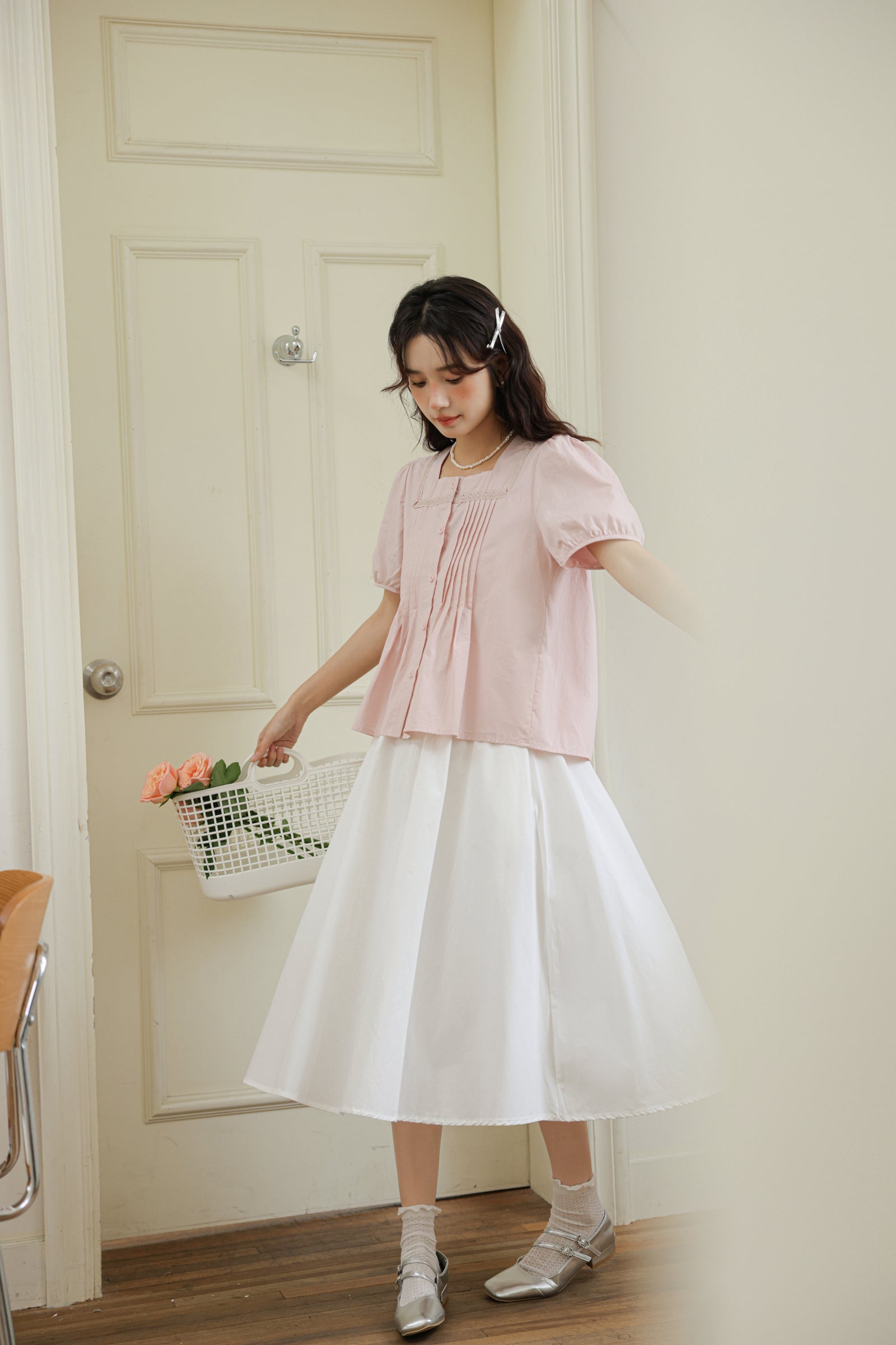 Charming Puff Sleeve Pleated Blouse - Masion Chérie