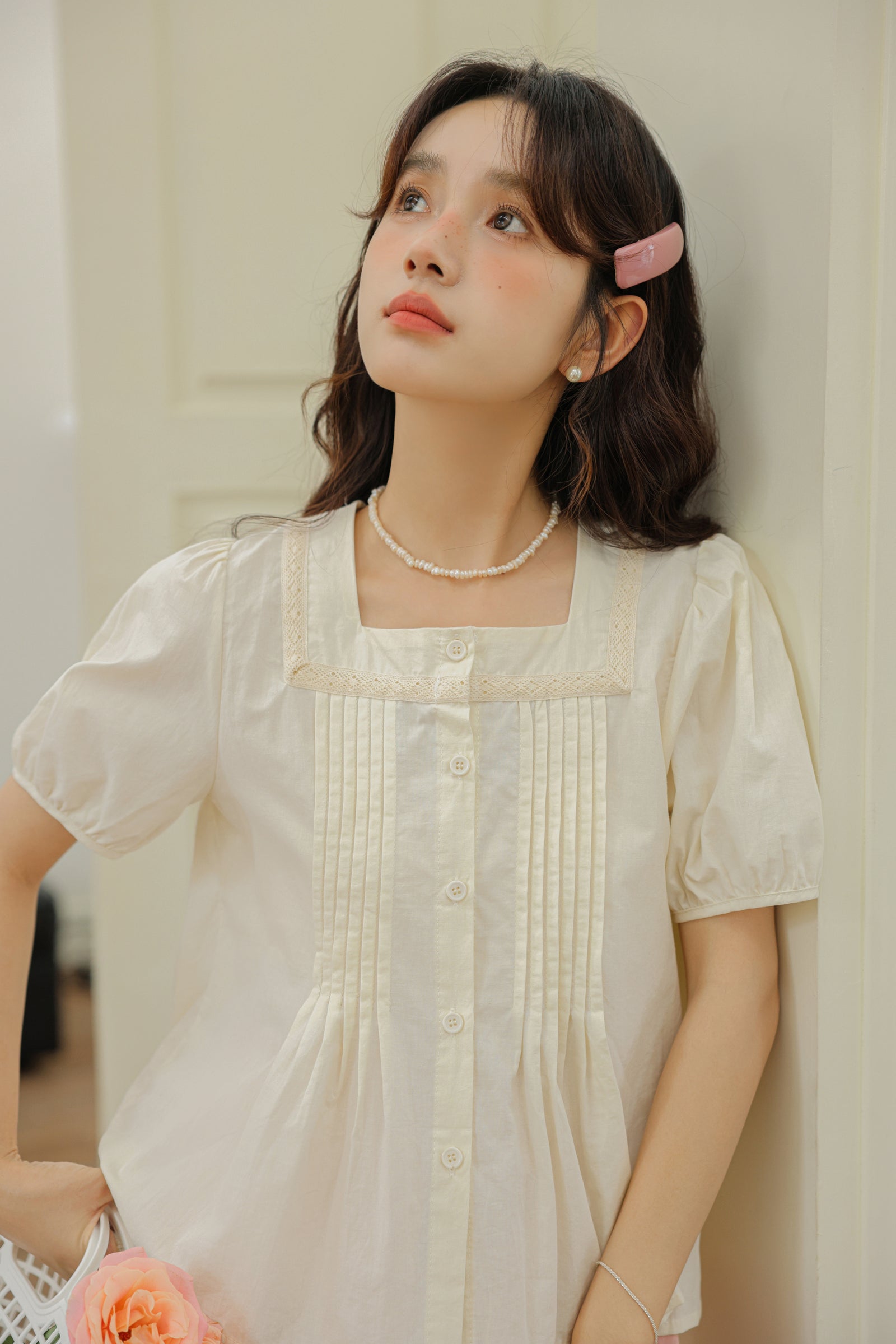 Charming Puff Sleeve Pleated Blouse - Masion Chérie