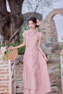 Vintage Pink Modified Cheongsam Dress Two-Piece Set - Masion Chérie