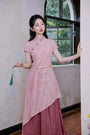 Peach Blossom Asymmetric Cheongsam Dress