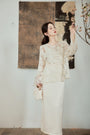 Ivory Embroidered Cheongsam Blouse and Dress Set - Masion Chérie 