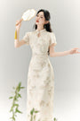 Elegant Bamboo Print Cheongsam Dress - Masion Chérie