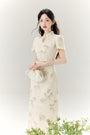 Elegant Bamboo Print Cheongsam Dress - Masion Chérie