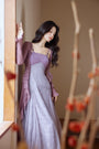 Lavender Tulle Spaghetti Strap Maxi Dress - Masion Chérie