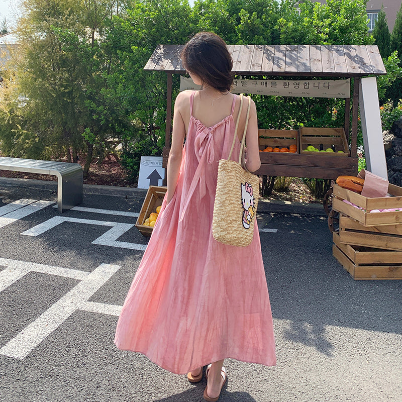 Blush Pink Summer Halter Maxi Dress - Masion Chérie