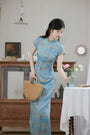 Vintage Print Modified Cheongsam Gradient Dress - Masion Chérie