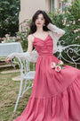 Romantic Raspberry Spaghetti Strap Ruffle Hem Maxi Dress - Masion Chérie