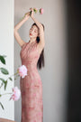 Blush Rose Halter Neck Cheongsam Dress