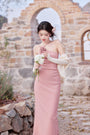 Elegant Rose Pink Floral Appliqué Spaghetti Strap Maxi Dress - Masion Chérie