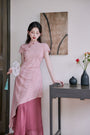 Peach Blossom Asymmetric Cheongsam Dress