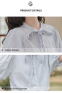 Elegant Striped Bow-Tie Puff Sleeve Blouse - Masion Chérie