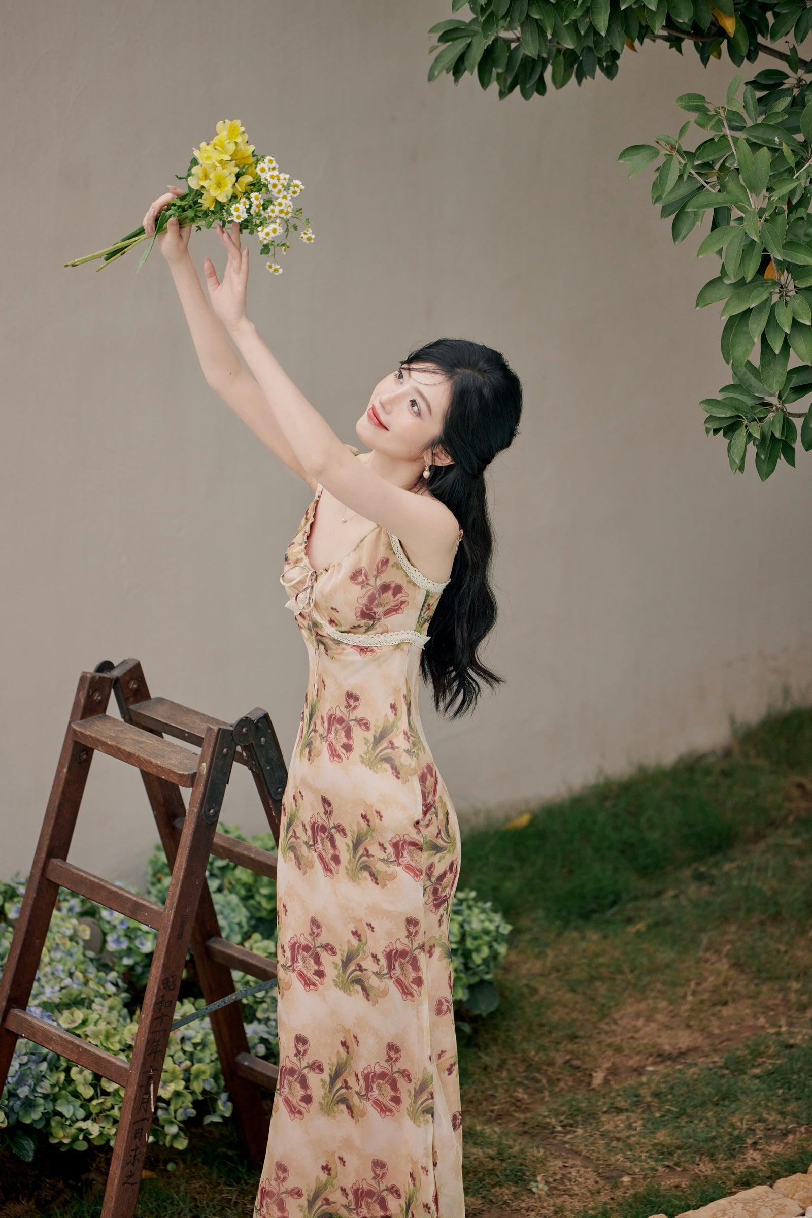 Spaghetti Strap Floral Dress with Cardigan - Masion Chérie