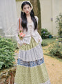 Bohemian Lace-Up Blouse and Tiered Floral Maxi Skirt Set - Masion Chérie