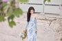 Angelic Blue Rose Watercolor Sleeveless Maxi Dress