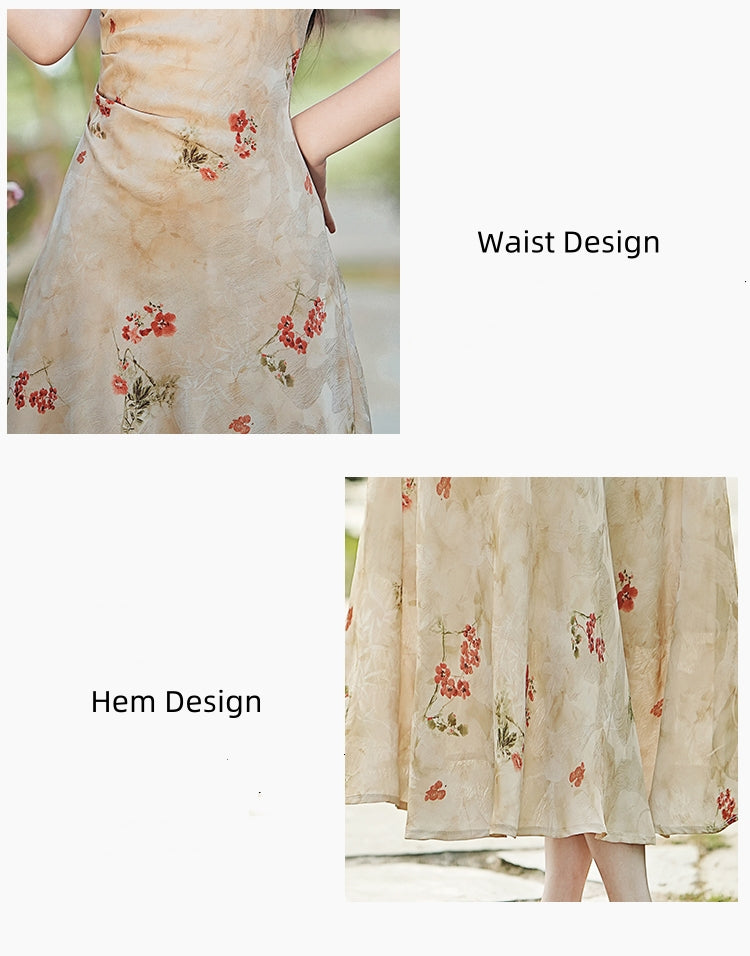 Floral Cheongsam Maxi Dress - Masion Chérie