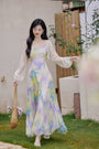 Celestial Pastel Watercolor Spaghetti Strap Maxi Dress