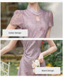 Elegant Lavender Floral Modified Cheongsam Dress - Masion Chérie