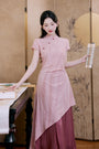 Peach Blossom Asymmetric Cheongsam Dress