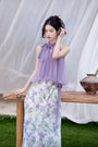 Orchid Dream Halter Blouse and Floral Maxi Skirt Set