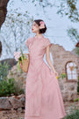 Vintage Pink Modified Cheongsam Dress Two-Piece Set - Masion Chérie