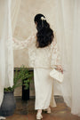 Ivory Embroidered Cheongsam Blouse and Dress Set - Masion Chérie 