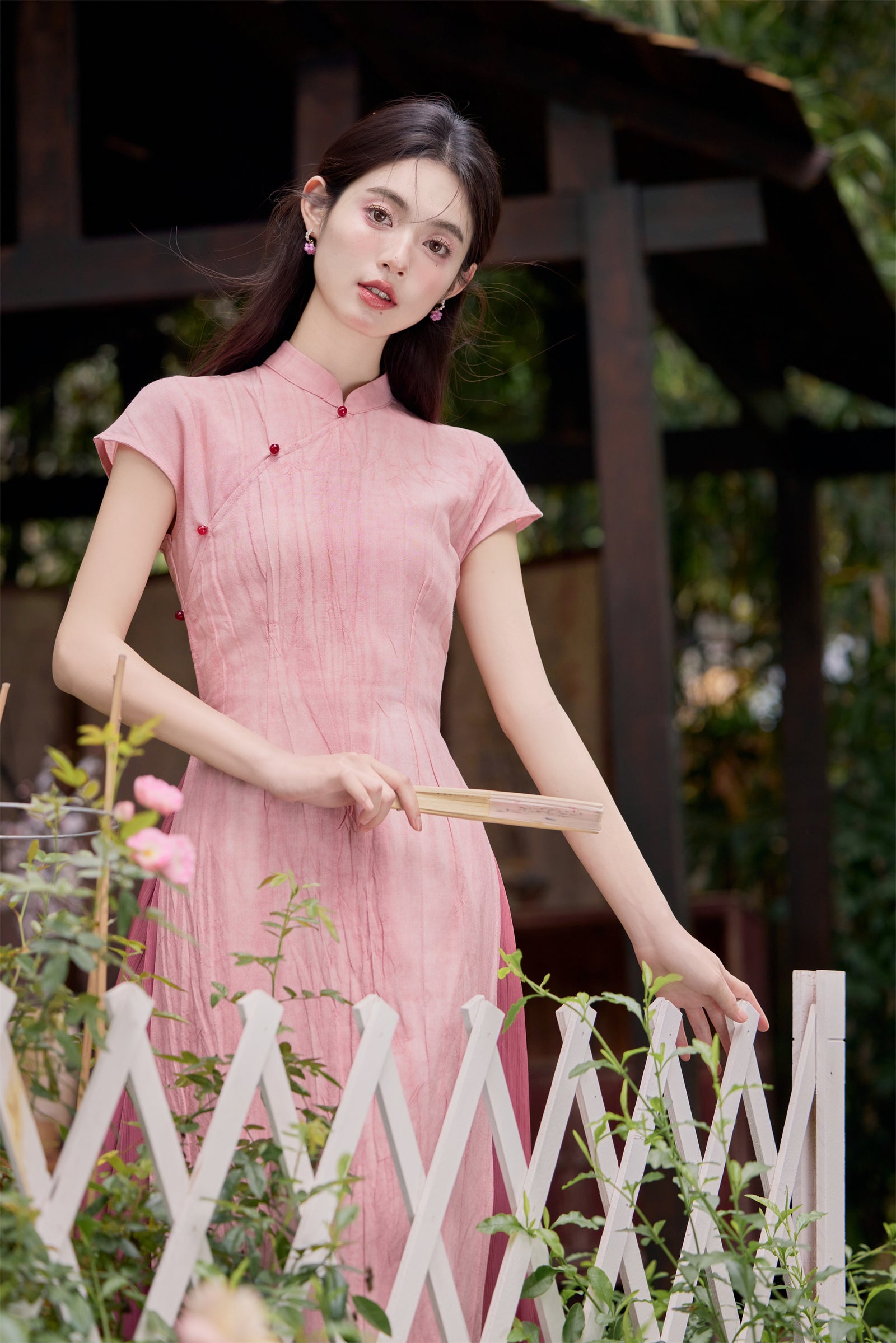 Vintage Pink Modified Cheongsam Dress Two-Piece Set - Masion Chérie