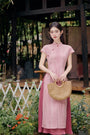 Vintage Pink Modified Cheongsam Dress Two-Piece Set - Masion Chérie