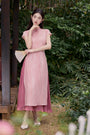 Vintage Pink Modified Cheongsam Dress Two-Piece Set - Masion Chérie