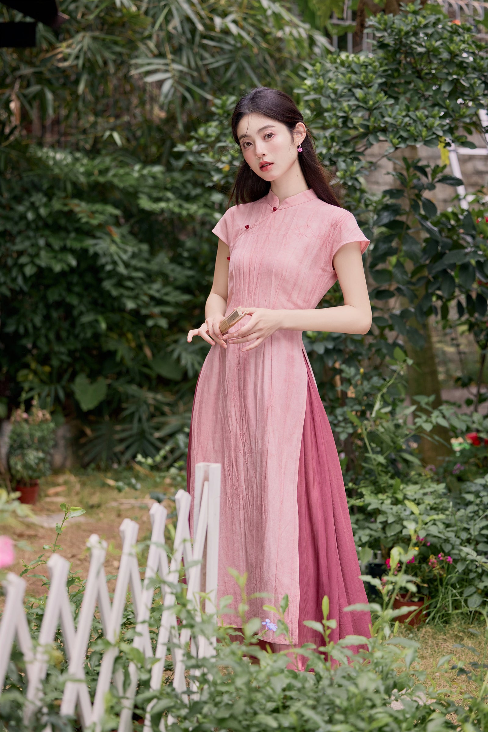 Vintage Pink Modified Cheongsam Dress Two-Piece Set - Masion Chérie