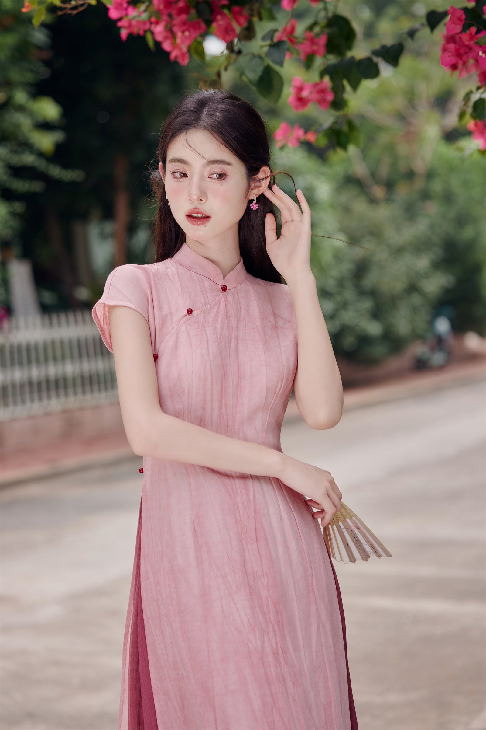 Vintage Pink Modified Cheongsam Dress Two-Piece Set - Masion Chérie