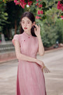 Vintage Pink Modified Cheongsam Dress Two-Piece Set - Masion Chérie