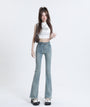 Vintage High-Waisted Frayed Hem Flared Denim Jeans - Masion Chérie