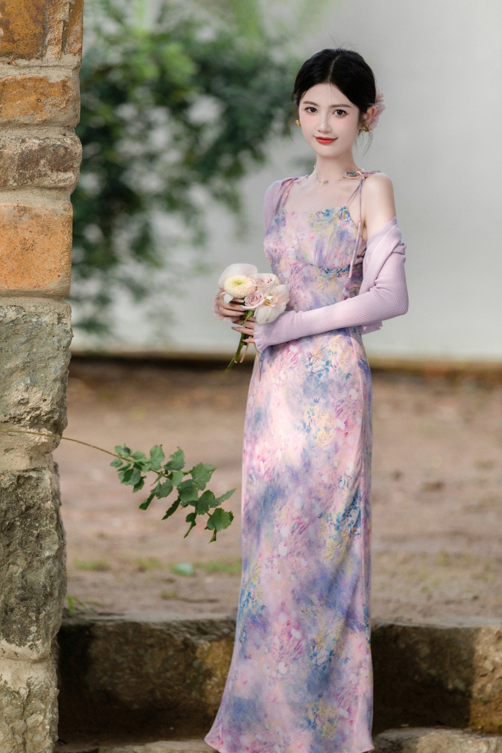 Ethereal Watercolor Floral Sleeveless Maxi Dress - Masion Chérie