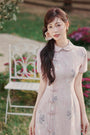 Pastel Pink Floral Modified Cheongsam Dress - Masion Chérie 