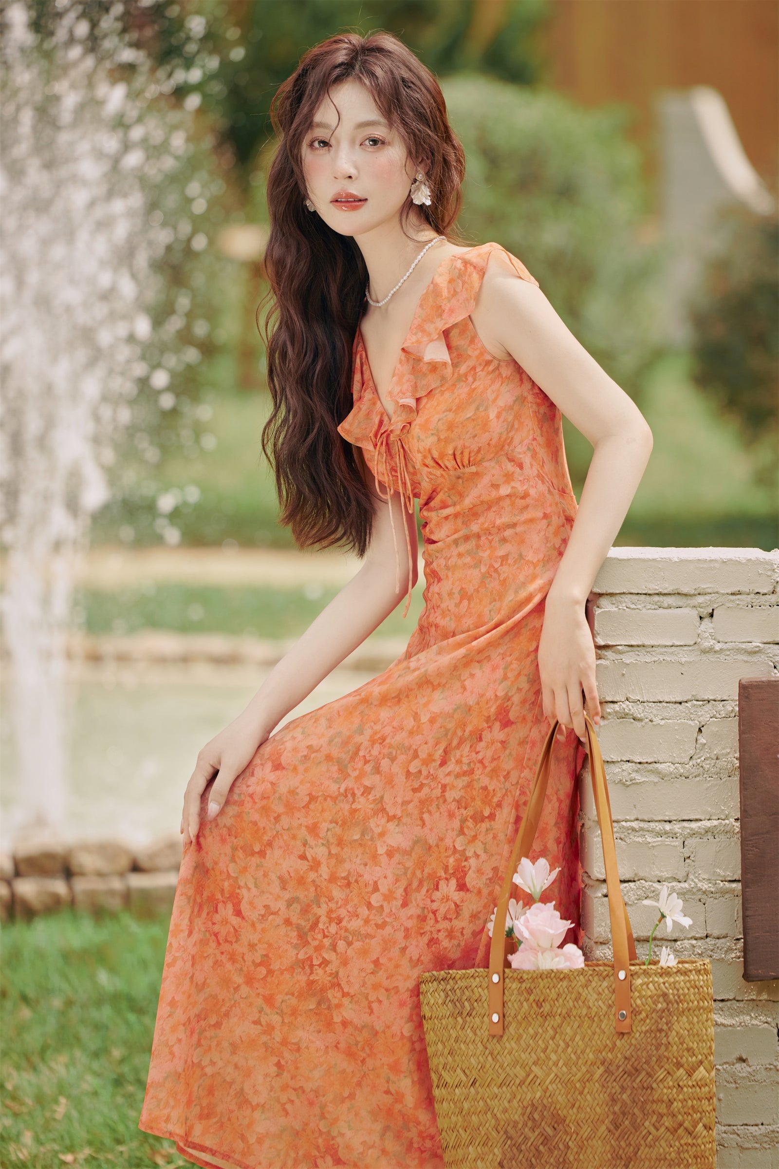 Sunset Bloom Ruffled Floral Maxi Dress - Masion Chérie