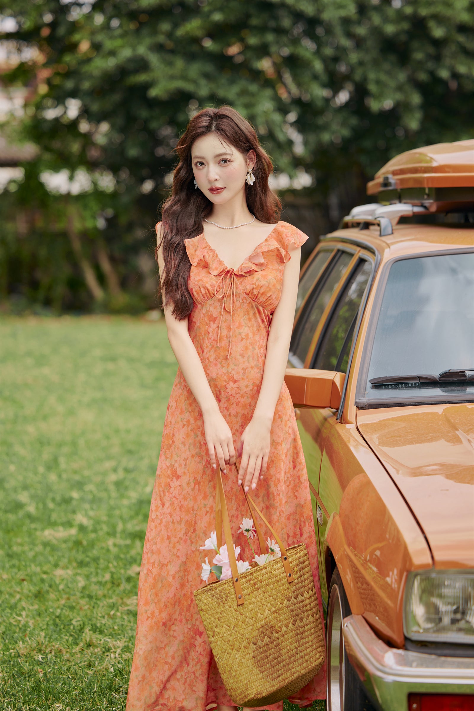 Sunset Bloom Ruffled Floral Maxi Dress - Masion Chérie