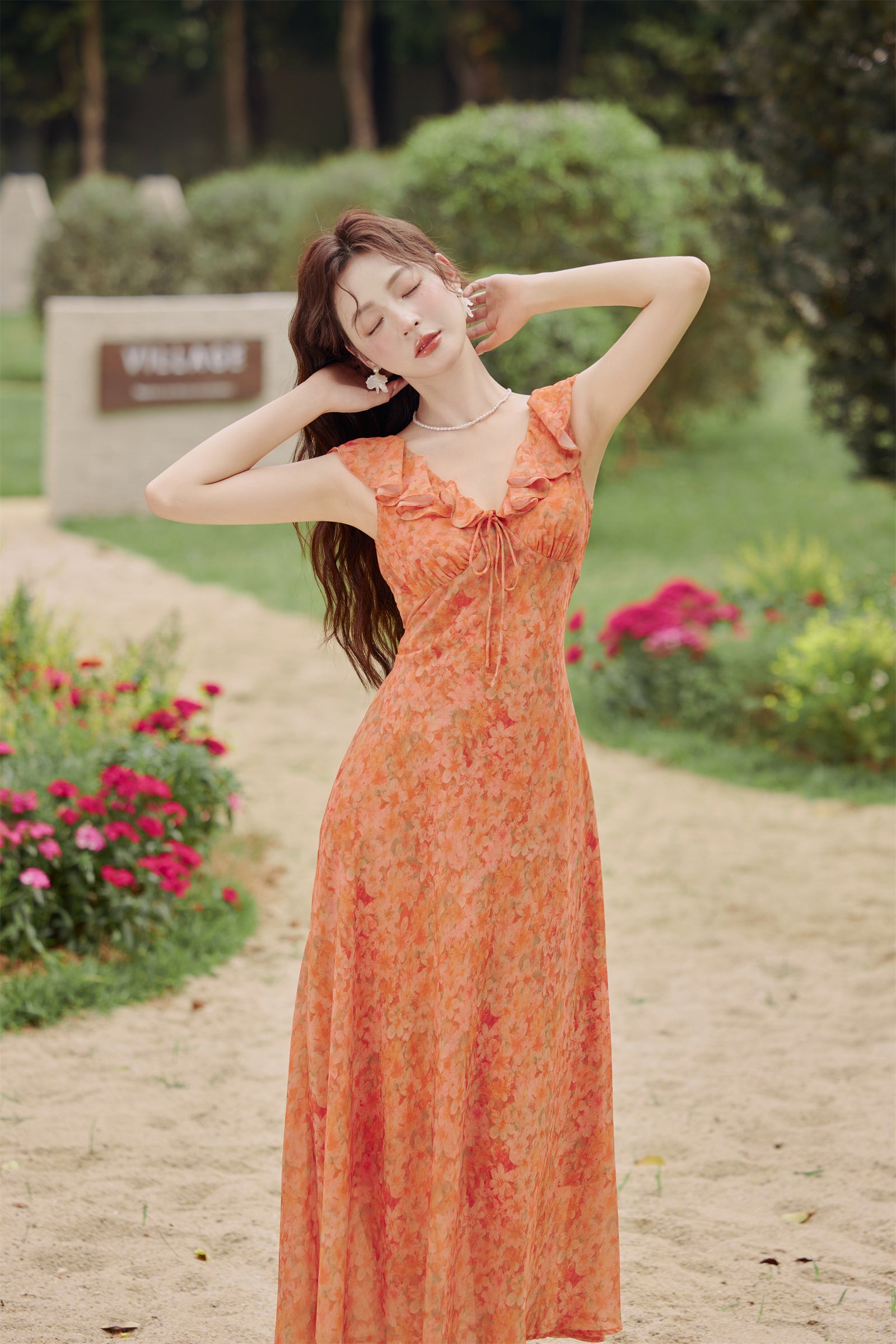 Sunset Bloom Ruffled Floral Maxi Dress - Masion Chérie