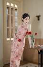 Graceful Floral Halter Neck Modified Cheongsam Dress - Masion Chérie