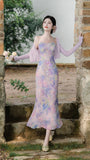 Ethereal Watercolor Floral Sleeveless Maxi Dress - Masion Chérie