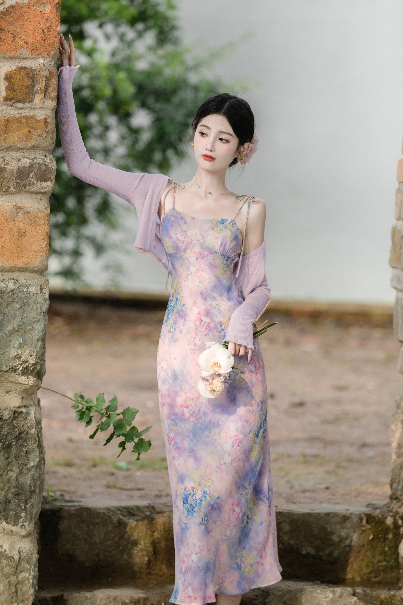 Ethereal Watercolor Floral Sleeveless Maxi Dress - Masion Chérie