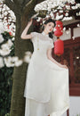 Elegant Ivory Floral Embroidered Cheongsam Two Piece Dress