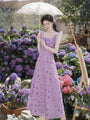 Enchanting Lilac Butterfly Print Ruffle Sleeve Maxi Dress - Masion Chérie