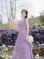 Enchanting Lilac Butterfly Print Ruffle Sleeve Maxi Dress - Masion Chérie