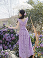 Enchanting Lilac Butterfly Print Ruffle Sleeve Maxi Dress - Masion Chérie