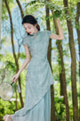 Modified Cheongsam Short-Sleeve Long Dress - Masion Chérie