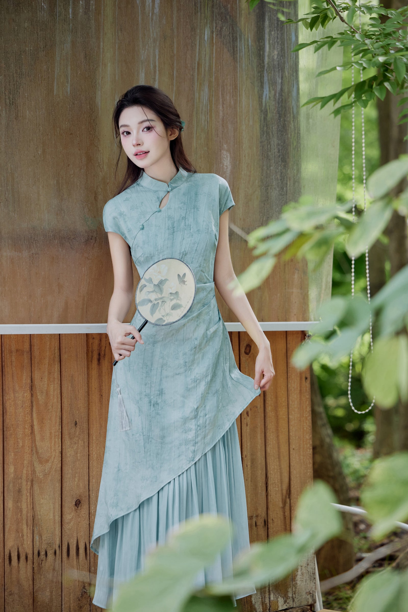 Modified Cheongsam Short-Sleeve Long Dress - Masion Chérie