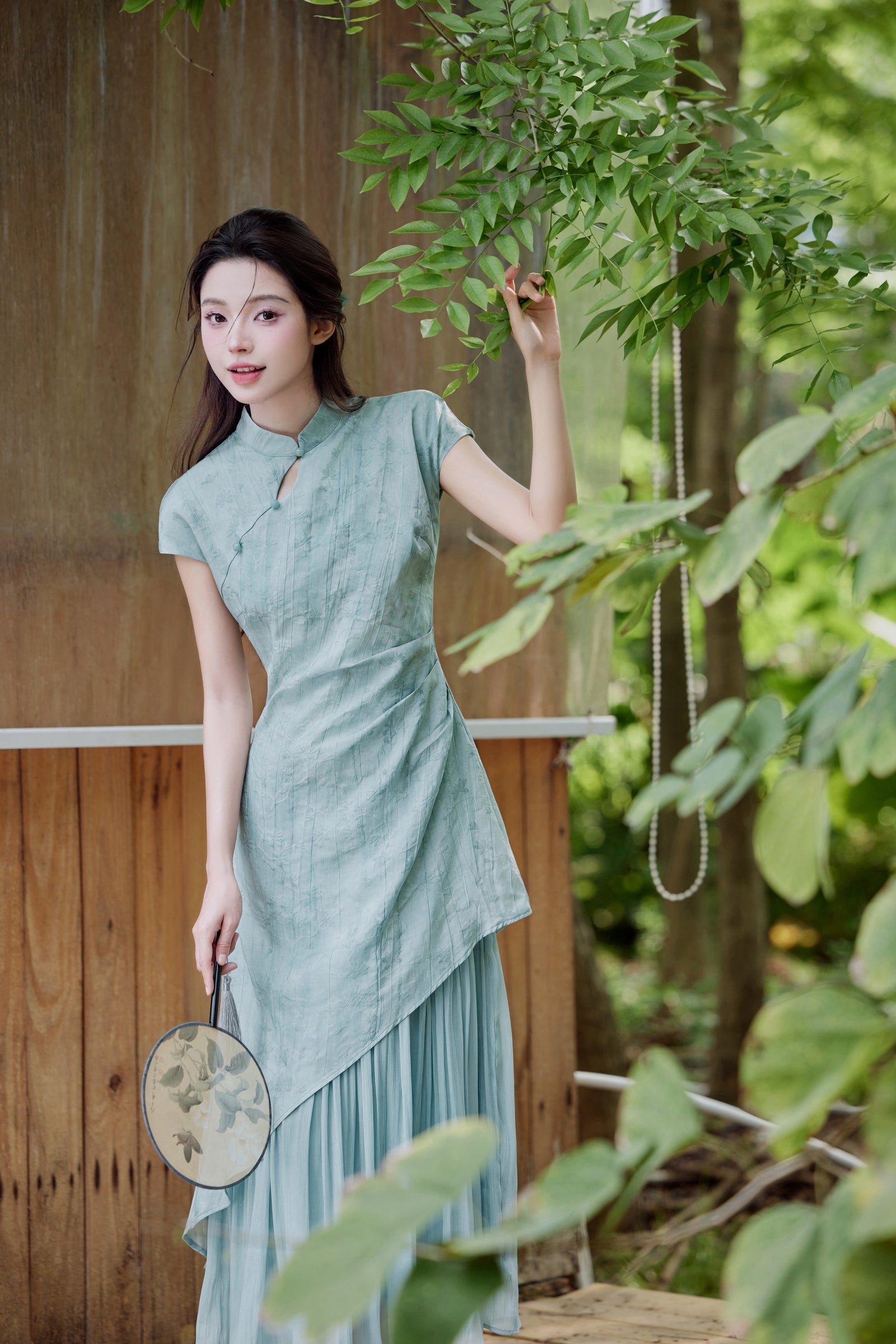 Modified Cheongsam Short-Sleeve Long Dress - Masion Chérie