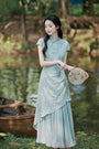 Modified Cheongsam Short-Sleeve Long Dress - Masion Chérie