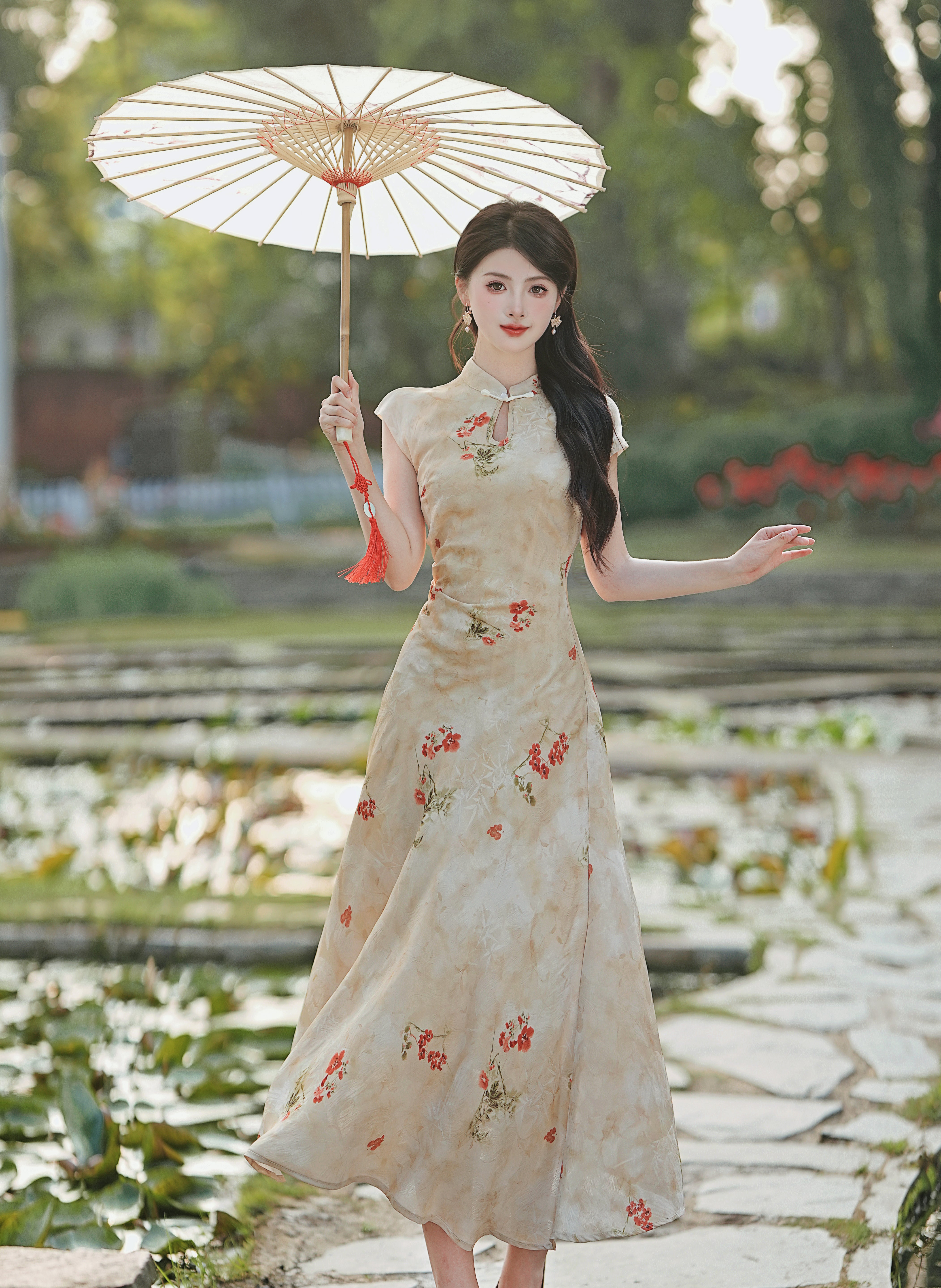 Floral cheongsam dress hotsell