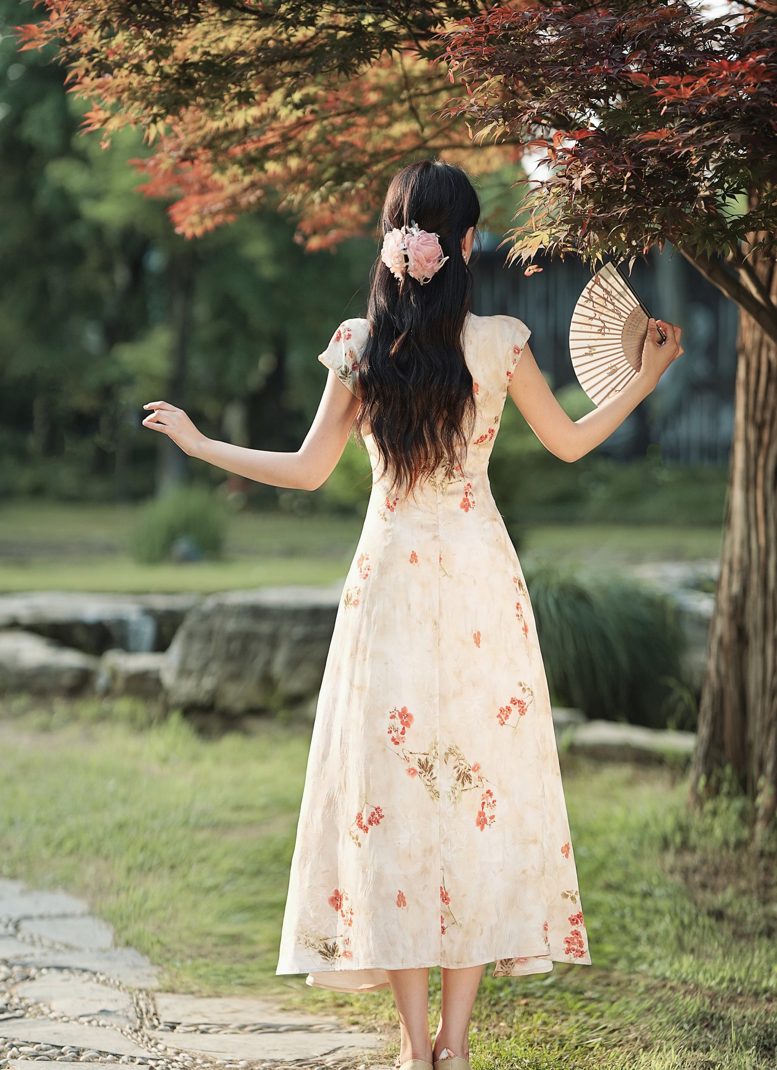 Floral Cheongsam Maxi Dress - Masion Chérie